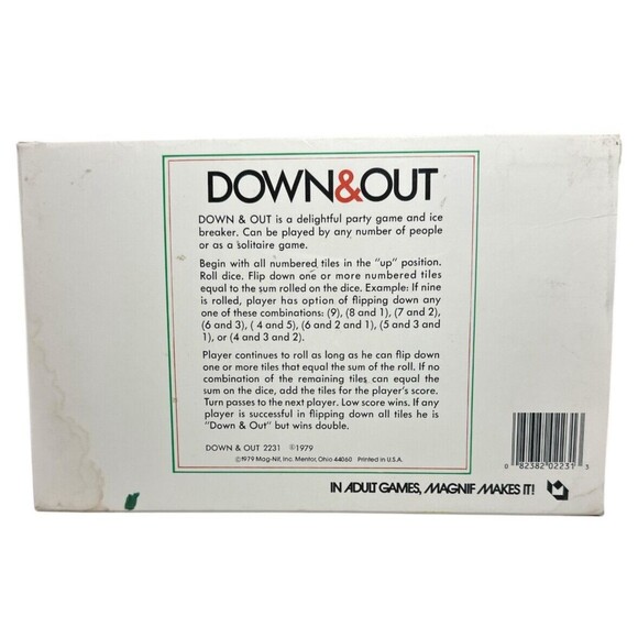 Vintage 1979 Mag-Nif Down & Out Numbers Dice Game Complete with Dice - Picture 3 of 3